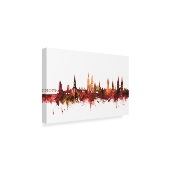 Michael Tompsett 'Lubeck Germany Skyline Red' Canvas Art,30x47